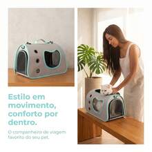 Pet Carrier With Window For Cats And Small Dogs, Breathable, Wide Handles, Ideal For Walks - Cadet Blue - View 2