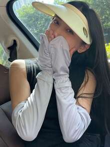 1 双条纹袖套；夏季条纹冰丝防晒袖套（女士）；轻薄宽松条纹防晒袖套；夏季防紫外线袖套；骑行冰袖套、手套、派对手套 - 布標條紋 - 查看 13