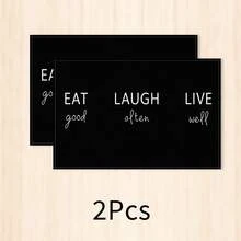 1pc Life Text Placemat, Breakfast Placemat, Coffee Mat, Coaster Set, Bowl & Plate Mat, Home Decor, Kitchen Accessories, Easy To Clean Placemat, Suitable For Home, Kitchen & Dining Table Decor, Holiday Gift, Multi-Piece Combination Pack, Linen Placemat - Multicolor - View 11