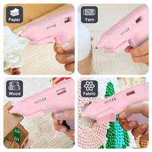 Pistola de pegamento en caliente inalámbrica de 20 segundos, calentamiento rápido, batería recargable de 2600mAh, adecuada para manualidades DIY y reparaciones del hogar - Rosa - Ver 7