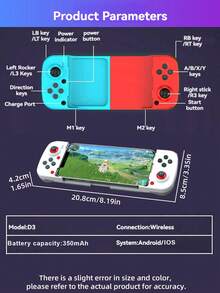 1个可伸缩无线手机游戏手柄,兼容iOS/安卓/Switch/PS3/PC,可伸缩,单键开关,多模式摇杆,可将手机变成掌机 - 查看 3