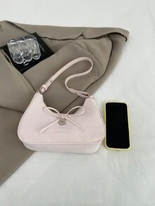 New Bowknot Handbag For Women, Fashionable Versatile Shoulder Underarm Bag - Pink - View 3