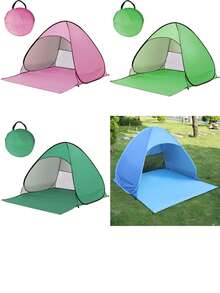 1pc Portable Pop-Up Beach Tent, UPF 50+ UV Protection Lightweight Instant Sun Shelter With Storage Bag And Ground Stakes, Foldable Outdoor Canopy For Women, Family Beach, Camping, Picnic, Park, Hiking, Fishing, Summer Travel Essential Gift - Multicolor - View 7