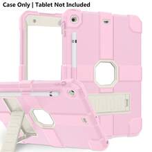 1 pièce Étui de protection robuste compatible avec iPad 7e/8e/9e génération 2019/2020/2021 (10,2 pouces) Étui de protection robuste 10,2" avec support intégré pour iPad 7/8/9010,2 pouces Étui de tablette - Rose et blanc - Voir 2