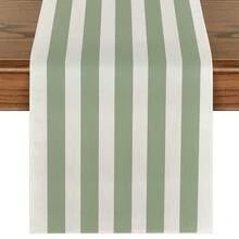 1pc,Bohemian Style,Minimalist Striped Table Runner,Microwave Dust Cover,Protective Cover,Rectangular Tablecloth,Washable,Suitable For Home Dinner,Coffee Table,Kitchen And Dining Room Decor,Table Decor Party And Scene Decoration,Home Decor,Outdoor Patio Table Runner Decor,Entrance Decor,Fireplace Cloth - Sage Soft Mist Green - View 14