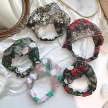 1pc/2pcs Lace Mesh Floral Wide Band Hair Tie, Breathable Face Wash Head Wrap, Simple Grey Hair Cover For Outings, Daily Hair Accessory For Makeup, Washing, Postpartum Hair Care, Multi-Use Headband, Bathroom Hair Accessory, Headscarf, Hair Band - Lace Mesh - View 9