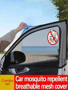 2件/4件裝汽車防蚊網遮陽簾，防蚊網窗簾，夏季遮陽簾，透氣網狀遮陽簾 UV 防護隔熱罩，適用於轎車、SUV，建議使用 2 套以獲得更好的防曬效果 - A - 查看 2