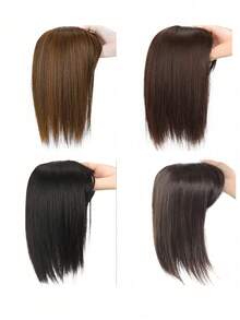 Invisible Seamless Long Straight Wig Bangs Clip-In Hair Topper Natural Replacement Hairpiece, Suitable For Gray Hair, Halloween - Multicolor - View 2