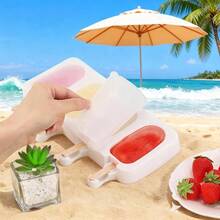 Moldes para Helados de Silicona Paquete de 4, 16 Cavidades Totales+ Palillos de Helado, Grado Alimenticio Sin BPA, Reutilizables para Paletas, Postres y Mousse4PCS - Blanco - Rosa - 4PCS-Blanco-Rosa - Ver 3