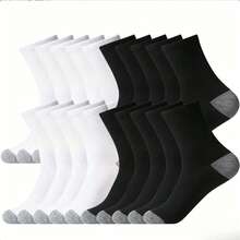 OBOVAY 20 Pairs Men's Breathable Moisture-Wicking Comfortable Sports & Casual Crew Socks, Suitable For All Seasons, Available In 1/3/5/6/9/10/15/30 Pairs - Black - View 5