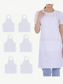 1/3/5pcs Women's Polyester Apron, Simple Style Black Apron With Pockets, Thickened Waist Apron, Fashionable Home Kitchen Workwear, Kitchen Supplies - Multicolor - View 2