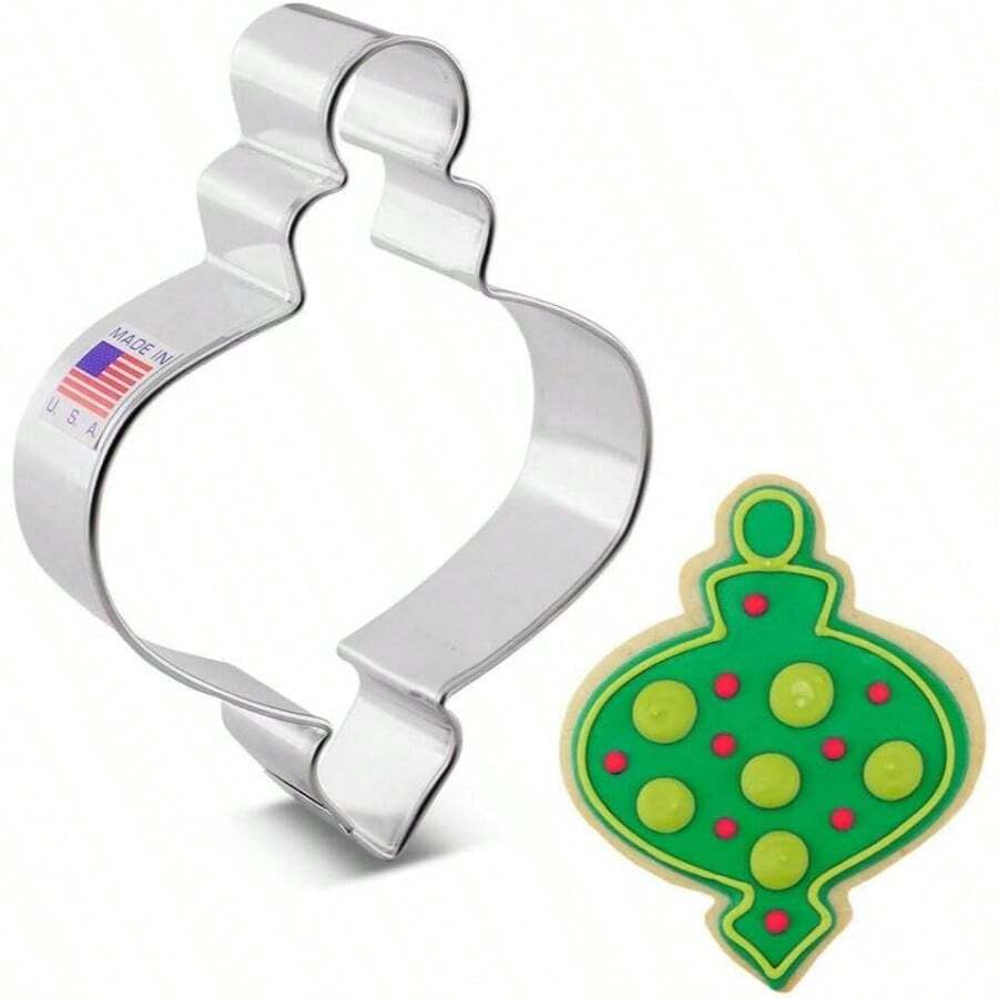 Teardrop/ Finial Ornament Cutter - - 4.25 Inches - US Tin Plated Steel - inicial - Ver 1