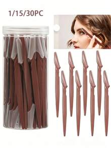 Juego de 1/15/30 piezas de recortador de cejas, cuchilla de cejas con mango largo, herramienta para dar forma a las cejas, herramienta de belleza para recortar y dar forma a las cejas, herramienta exfoliante y para eliminar callos, cuchilla, recortador de cejas de precisión, cuchillas para cara y cuello - Modelo actualizado - Ver 2