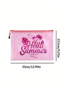 大容量防水收納袋，印有閃亮「Hello Summer」圖案化妝包，海灘主題，大容量透明化妝包，輕巧，春/夏季收納，耐用，非常適合游泳、海灘、潛水和夏季度假，學生返校，輕巧防曬收納袋，適合朋友、家人、女朋友和同學。完美的生日、節日、派對、婚禮（伴娘）、母親節、教師節禮物和紀念品 - 彩色 - 查看 10