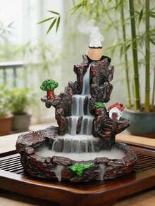 禪意風景瀑布樹脂回流香爐，2款可選，瀑布效果香爐，茶室與書房裝飾，禮品首選 - 流水香爐 - 查看 9