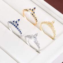 1pc Elegant Crown Design Cubic Zirconia Inlaid Women's Ring - Multicolor - View 6