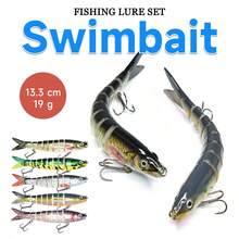 1pc/5pcs 13.3cm 19g 7-Joint Multi-Segment Fish Lure With Built-In Rattle, ABS Hard Bait, Sinking S-Curve Swimming Lure, Freshwater And Saltwater Universal For Topmouth, Bass, Pike, Bionic Fish Bait - A - View 7