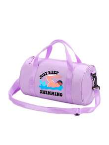 "Just Keep Swimming" Large Capacity Vacation Travel Tote Bag, Unisex Storage Bag Luggage Bag, Dry And Wet Separation Lightweight, Adjustable Crossbody Strap, Durable Fabric, Swimming, Fitness, Dance, Commuting, Outdoor Sports Small Gym Bag, Casual Street Style Minimalist Design, Birthday, Teacher's Day, Thank You Teacher, Back To School Season Gift,Back To School - View 8
