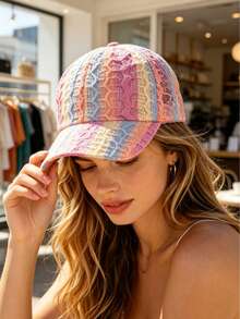 1pc/2pcs Unisex Baseball Cap, Polyester, Beach Vacation Travel Season Hat, Colorful Solid Color Hollow Out Summer Spring All Season Hat, Suitable For Business Trip Travel Street Decoration Baseball Cap - A - View 3