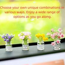 2pcs Maintenance-Free Artificial Flowers In Glass Vase, Car Interior Decor, Desk Versatile Decoration - Mini Glass Artificial Flower Ornaments - View 2