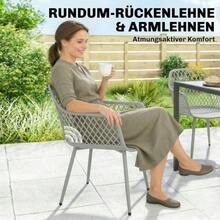 Set Of 4 UV-Resistant Plastic Garden Chairs With Armrests And Backrest, 56 X 51 X 84 Cm, Grey - Grey - View 6