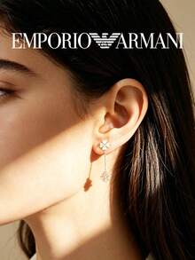 Armani 四葉草系列 925 純銀女款吊墜耳環，型號 EG3652221 - 玫瑰金 - 查看 4