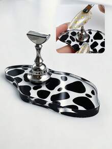 1pc Ins Style Cow Print Nail Display Holder, Asymmetrical Acrylic Press-On Nail Display Stand, Nail Art Photography Accessory Tool - Multicolor - View 12