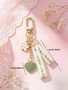 1pc New Style Woven Fabric Car Keychain Pendant Creative Alloy Cute Rabbit Folding Fan Alloy Accessory Earphone Case Decor Key Chain - Multicolor - View 8