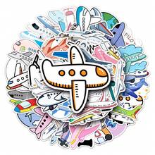 50入飛機塗鴉個性化卡通創意裝飾貼紙，適用行李箱、滑板、手機殼，跨境文具用品 - 多色 - 查看 3