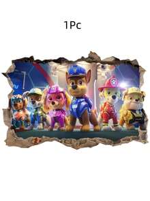 Paw Patrol 1件裝汪汪隊主題牆貼，包含多款小狗造型牆貼，自黏式設計 - 卡通 - 查看 14