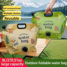 1PC-New Portable Water Bag With Thickened Design, Made Of Soft Plastic, Large Capacity And Available In Multiple Styles. Foldable And Handheld For Outdoor Use, Ideal For Camping, Hiking And Travel Storage. - Multicolor - View 3