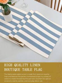 1pc,Bohemian Style,Minimalist Striped Table Runner,Microwave Dust Cover,Protective Cover,Rectangular Tablecloth,Washable,Suitable For Home Dinner,Coffee Table,Kitchen And Dining Room Decor,Dining Table Decor Party And Scene Decoration,Home Decor,Outdoor Patio Table Runner Decoration,Entryway Decor,Fireplace Towel - Washed Denim Blue - View 9