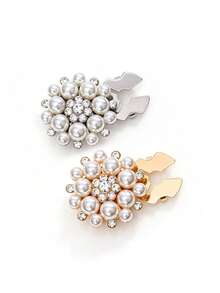 1/3pcs 18/26/29mm Women's Elegant Rhinestone Faux Pearl Button Covers, Crystal Button Covers, Removable Clip-On Button Covers, Crystal Glamorous Buttons For Clothing, With Pliers Press Button, Lead Color - Multicolor - View 13