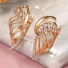 1 paire de boucles d'oreilles de luxe légères et exquises avec motif tourbillon vintage, conçues pour les femmes, bijoux élégants et à la mode, convenant comme cadeau - Doré - Voir 4