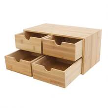 WUPYI Schreibtisch-Organizer mit 4 Schubladen, Schreibtisch-Organizer mit Curved Groove Griffe für Wohnzimmern, Schlafzimmern, Studienräumen, Büros - Holz - Übersicht 8