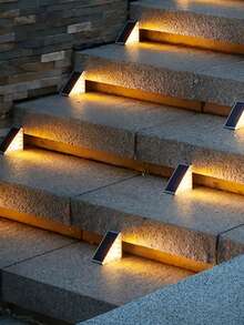 2/6pcs Outdoor Triangular Solar Step Lights, 13 LED IP65 Waterproof Solar Stair & Landscape Lights, Decorative Ambient Lighting For Yard, Villa, Balcony, Garden, Stairs, Street And Other Outdoor Scenes - Multicolor - View 7