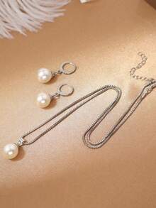 Conjunto de perlas minimalista francés, diseño de una sola cuenta para vacaciones de verano, accesorio elegante versátil para vestido de noche ligero / uso diario - Unitalla - Ver 4
