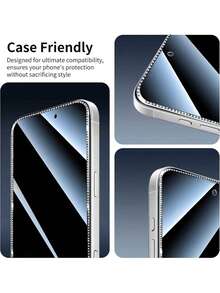 1 miếng kính cường lực chống nhìn trộm kim tuyến cho iPhone 17 Pro Max/17 Pro/17/16 Pro Max, kính cường lực chống nhìn trộm kim tuyến kim cương cho iPhone 16 Pro/15 Pro Max/15/15 Pro/15 Plus/14/13/12/11, kính cường lực chống nhìn trộm kim cương, kim tuyến, dễ thương, quà tặng sinh nhật, phụ kiện điện thoại, tương thích với ốp lưng điện thoại - màu đen - Xem 6