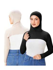 2PCS/Set Women's Fashion Solid Color Hooded Arm Sleeves, Outdoor Sun Protection Breathable Arm Sleeves, Daily Casual - Multicolor - 2PCS - View 20
