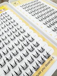 Lvcheryl 144Pcs Glue-Free Eyelashes Book Korean Style Girl Group Large Capacity Eyelash Book Natural Beginner Single Cluster Lazy Fake Eyelashes Trilogy Segmented - C - View 7