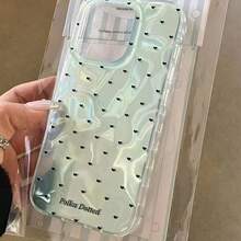 Korean Style Laser Heart Bow Pendant Pink Glitter Water Ripple Pattern Phone Case, Compatible With IPhone 17 16 Pro Max 15 Pro 14 13, Summer Shockproof Protective Cover, Sweet Girl Style - Multicolor - View 2