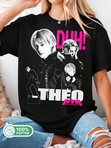Rt Retro Theo P1Harmony, P1Harmony Duh! Album T-Shirt, P1Harmony Utop1A Tour T-Shirt, P1Harmony Sad Song Album T-Shirt, P1Harmony Members T-Shirt - Black - View 1