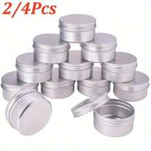 2/4 chiếc hộp thiếc tròn có nắp vặn, hộp đựng có thể đổ đầy, hộp đựng nến bằng kim loại rỗng, phù hợp làm đồ thủ công, mỹ phẩm, son dưỡng môi, nến và các dự án DIY - Nhiều màu - Xem 2