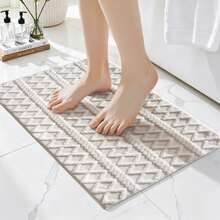 1pc Nordic Style 3D Jacquard Bathroom Rug, Creamy Style Home Bedroom Living Room Laundry Room Entryway Decorative Carpet, Soft Skin-Friendly Comfortable Foot Feel Easy To Clean Door Mat, Soft Bedside Decorative Rug, Home Decor Room Decoration, Light Luxury INS Style Home Decor Mat, Skin-Friendly Breathable Easy To Clean - Beige - View 11