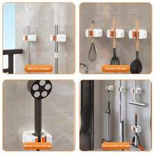 Joybos 4 Packs Wall Mounted Mop Holder, Self Adhesive No Drill Broom Clips For Bathroom Kitchen Garage, Heavy Duty Utility Hooks For Long Handled Tools, Garden Tools, Space Saving Storage Rack, Home Organizer Essential, Father's Day Gift - View 8