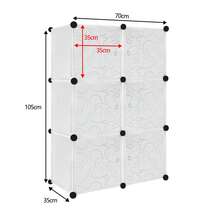 Système d'étagères de garde-robe DIY avec porte-chaussures et barre à vêtements, garde-robe modulaire combinée, système d'étagères emboîtables gain de place, étagère portable pliable, 6 cubes, blanc - Voir 2