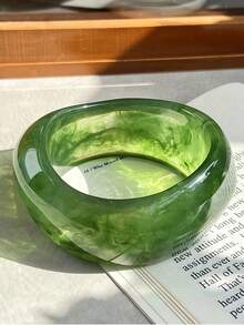 3/1pc Unique Bracelet Set, Wide Gradient Resin Bangle Bracelet, Luxury Elegant Style Bracelet For Women, Suitable For Various Occasions Such As Parties, Beach, Holidays, Gatherings, Etc., Perfect Gift Choice - Multicolor - View 3