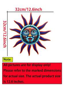 1 Piece Colorful Creative Sun Face Metal Wall Art Decor, 32cm Large 2.5D Outdoor Garden Artwork With Hooks On The Back, Reusable, Suitable For Outdoor Wall Decor, Garden Decor, Yard Decor, Porch Decor, Party Decor, Fence Decor - C - View 2