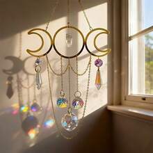 1pc Elegant Crystal Wind Chime With Dreamcatcher And Moon Crystal Beads, Wedding/Window/Car Decoration, Wedding Arch, Balcony Or Mobile Decor - Wedding & Home, Car Accessories - Durable Hanging Ornament - Wedding & Home Hanging Decor - A - View 6
