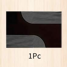 1pc Black And White Striped Placemat, Breakfast Mat, Coffee Mat, Coaster Set, Bowl And Plate Mat, Home Decor, Kitchen Accessory, Easy To Clean Placemat, Suitable For Family, Kitchen Dining Table Decoration, Holiday Gift, Multi-Piece Combination Set, Linen Placemat - Multicolor - View 12